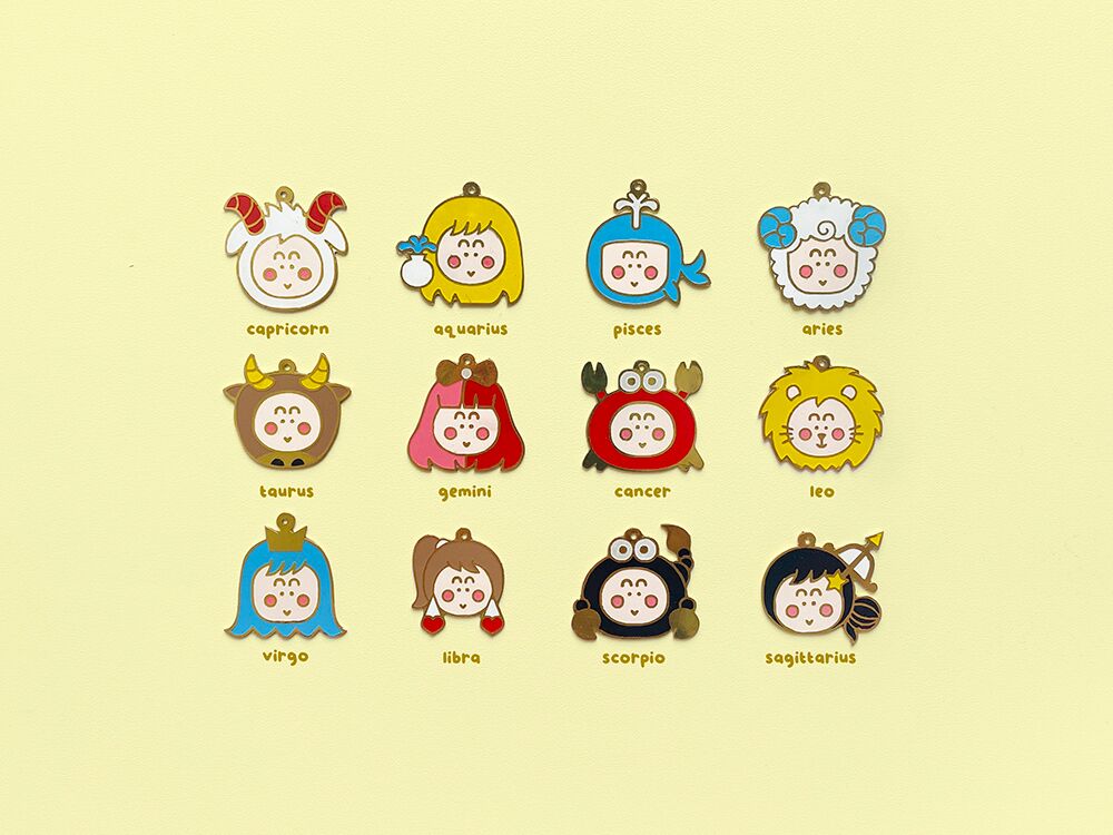 Zodiac-enamel-1a Zodiac Enamel Charms & Keychains by Peekmybook
