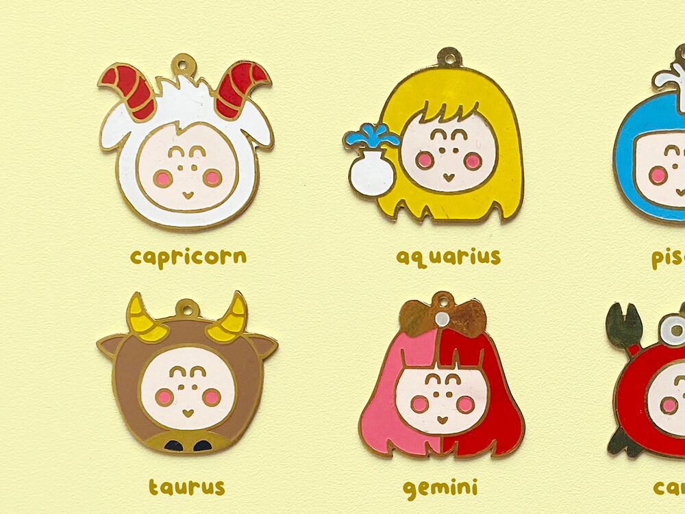 Zodiac-enamel-1c Zodiac Enamel Charms & Keychains by Peekmybook
