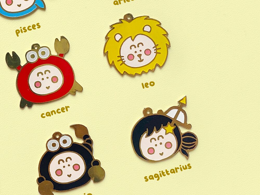 Zodiac-enamel-1d Zodiac Enamel Charms & Keychains by Peekmybook