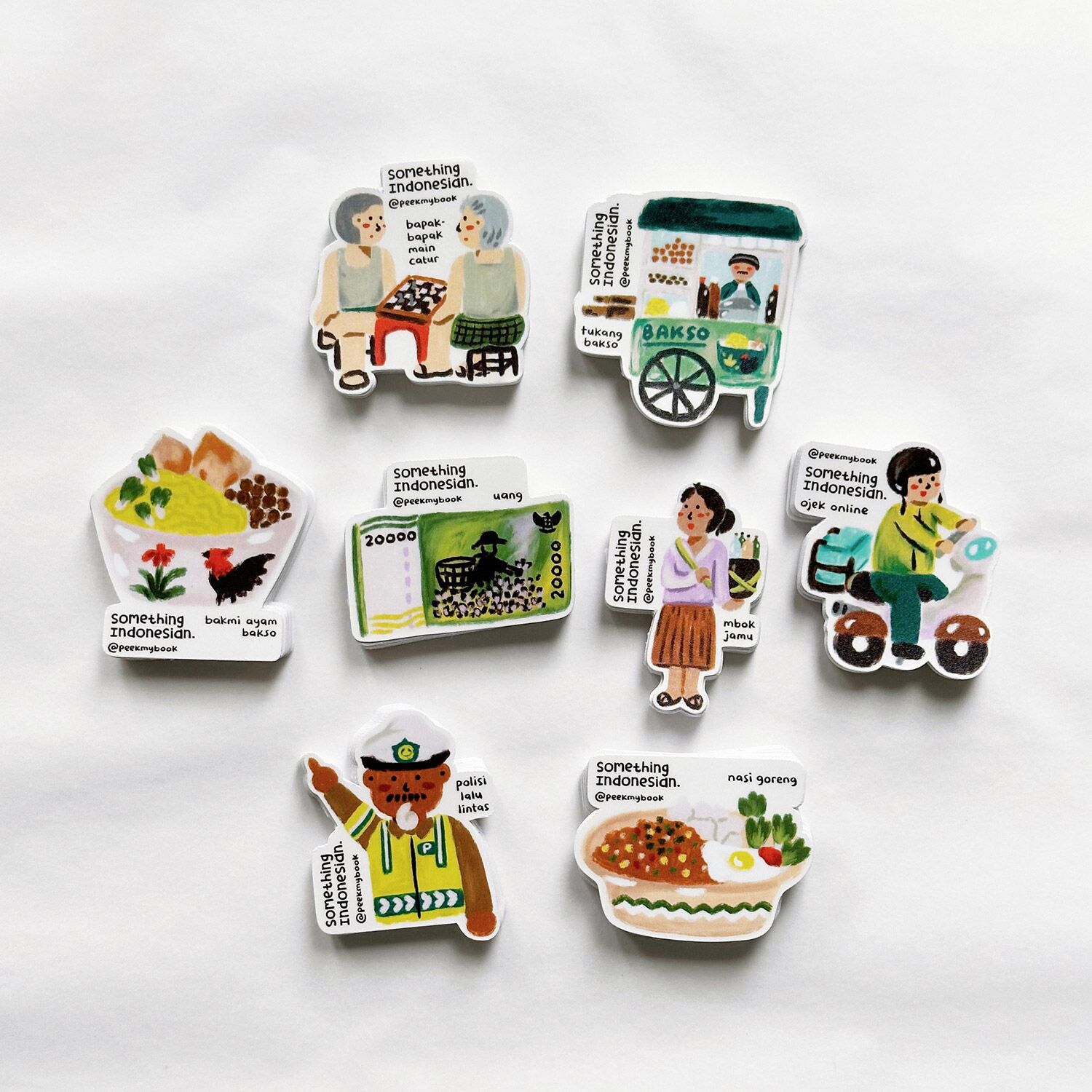 Something-Indonesian-Sticker-3 Close-up of Indonesian-themed stickers