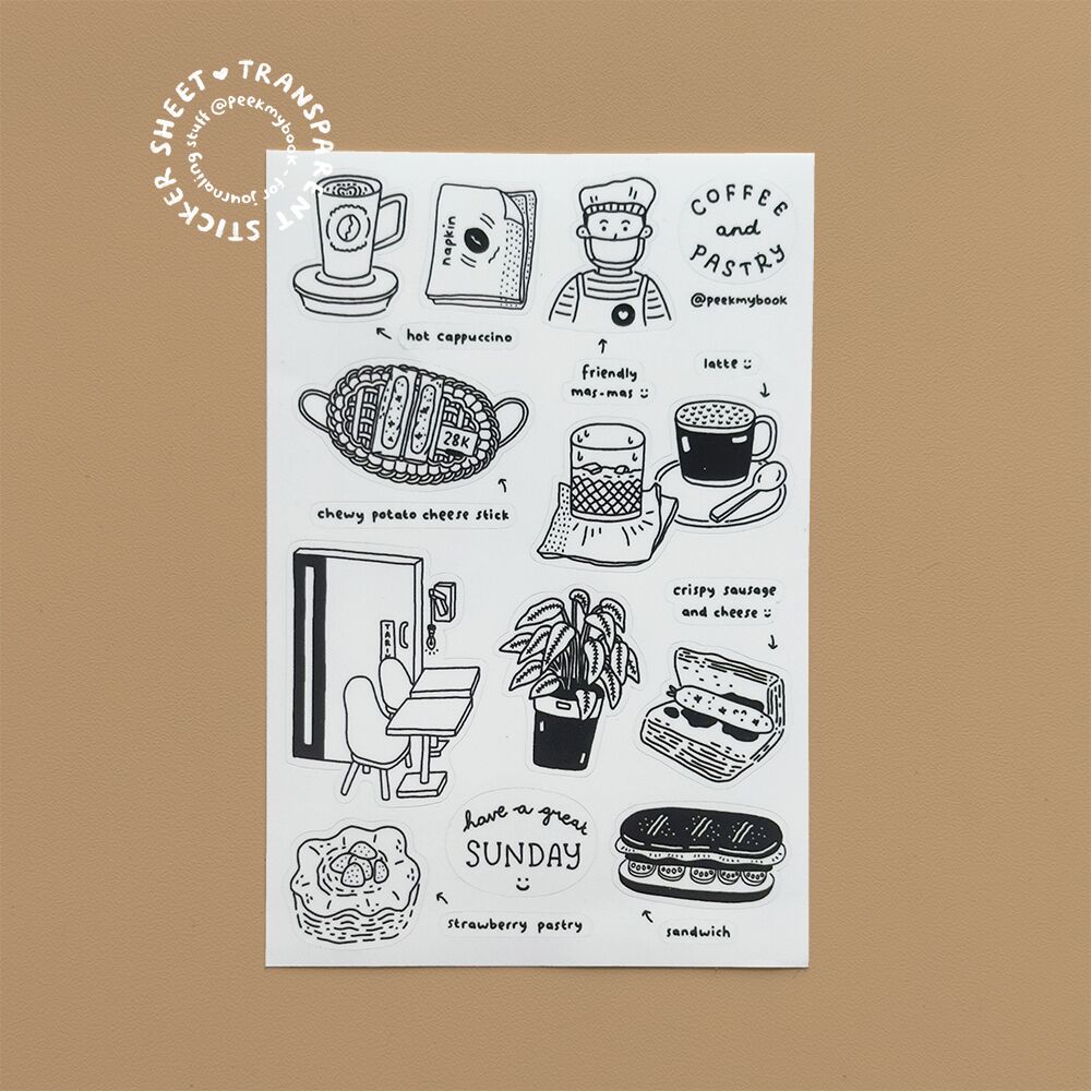 Coffee-and-Pastry-Sticker-Transparent-1 Coffee & Pastry transparent sticker sheet – vinyl stickers by Peekmybook
