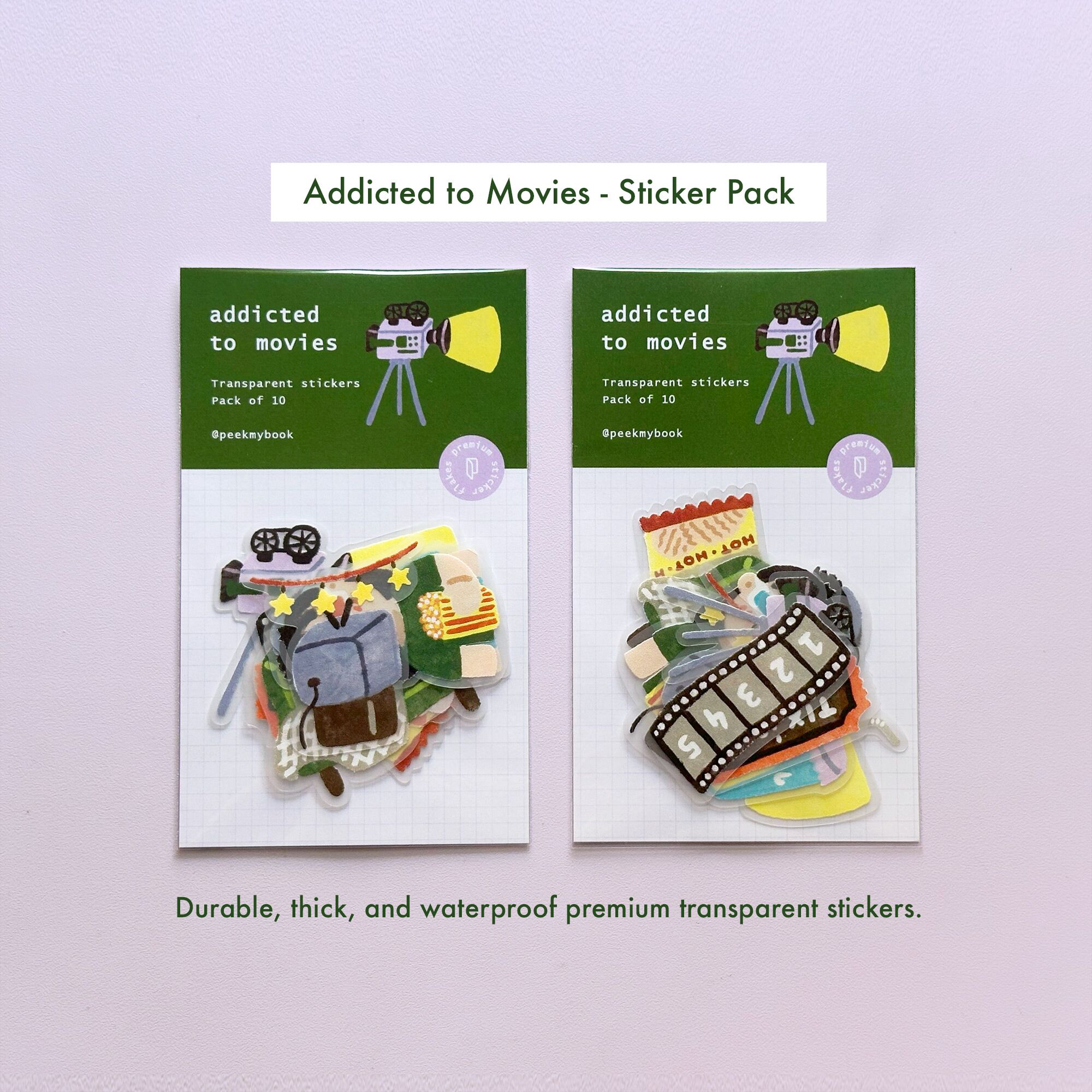 Addicted-to-Movies-Sticker-Pack-1 Cute movie theme decorative stickers Peekmybook