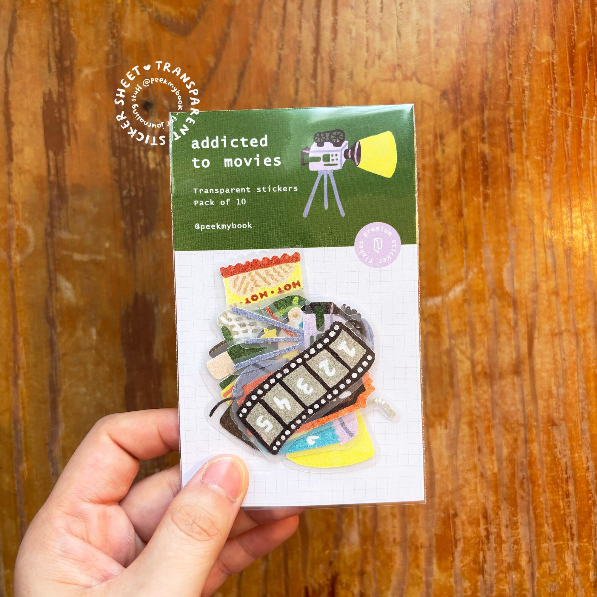 Addicted-to-Movies-Sticker-Pack-3 Cute movie theme decorative stickers Peekmybook