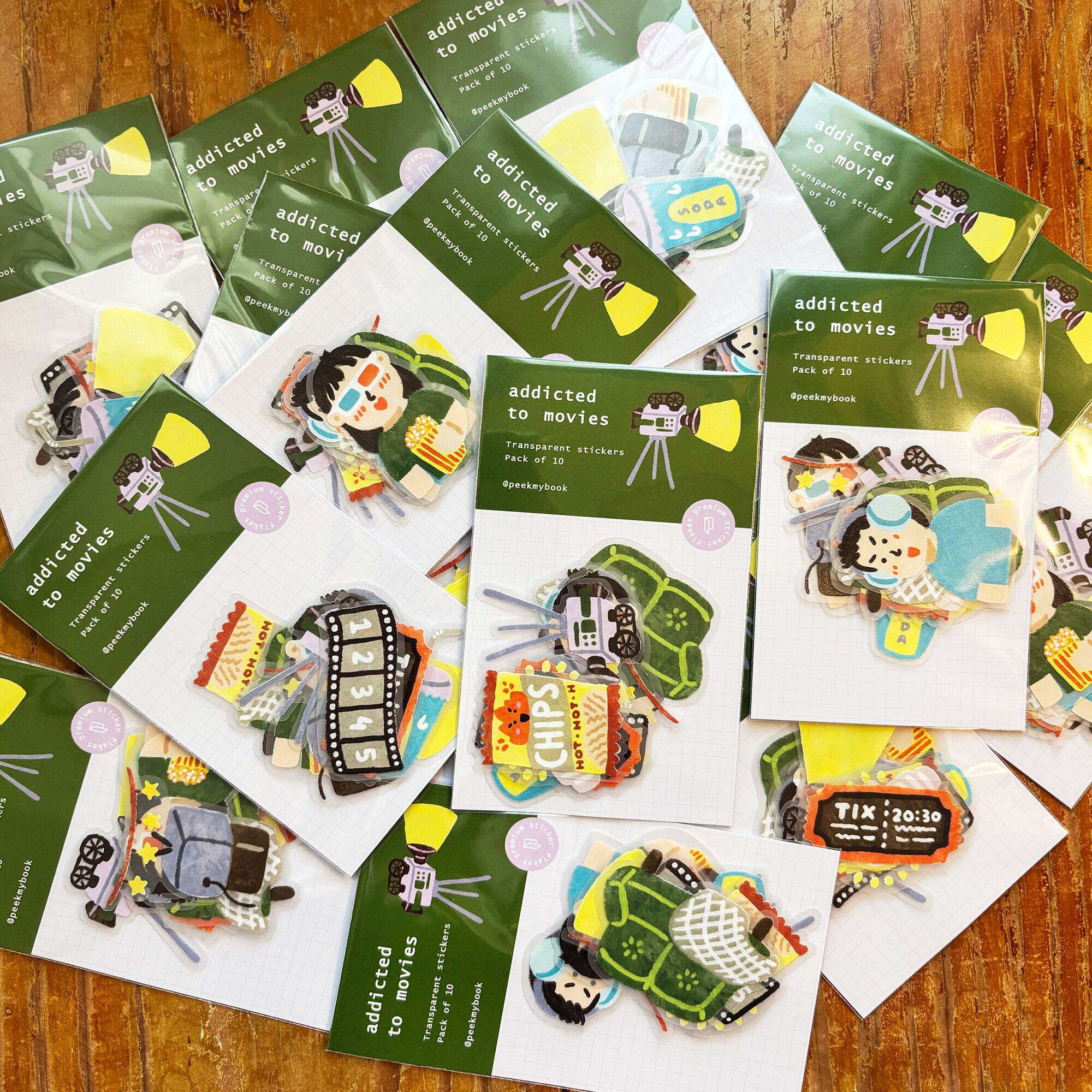 Addicted-to-Movies-Sticker-Pack-4 Cute movie theme decorative stickers Peekmybook
