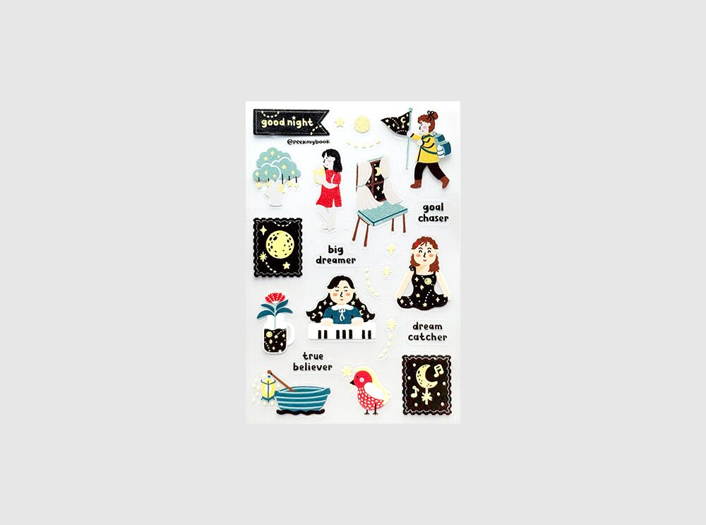 Cover-Good-Night-Transparent-Sticker Cozy night theme waterproof clear stickers