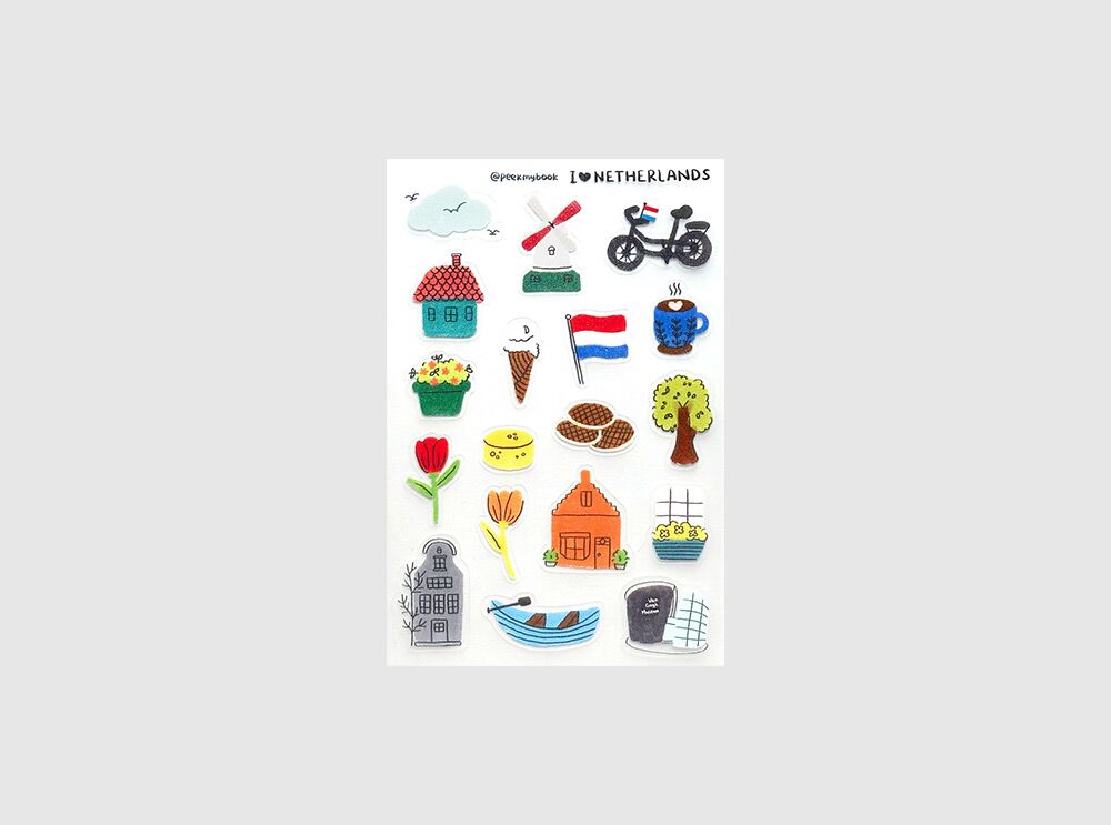 Cover-I-Love-Netherlands-Transparent-Sticker Whimsical Netherlands travel themed transparent sticker