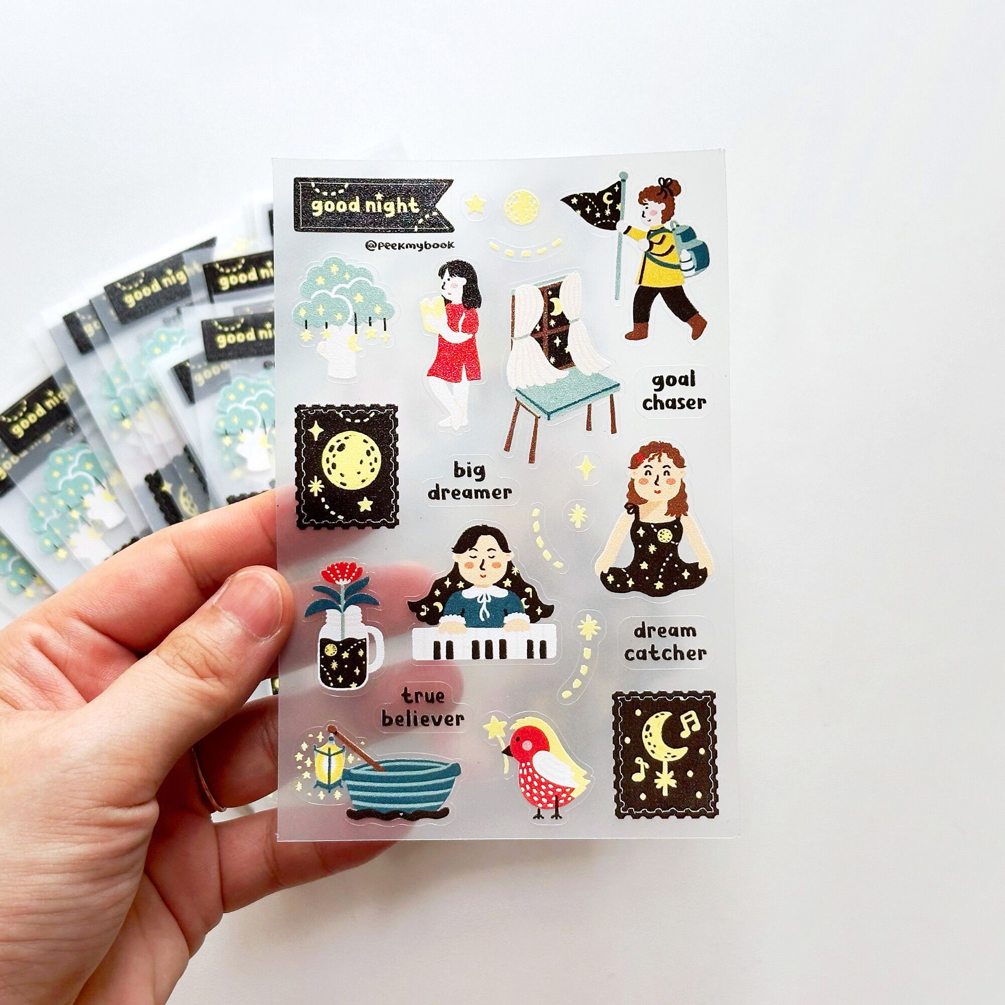 Good-Night-Transparent-Sticker-2 Cozy night theme waterproof clear stickers
