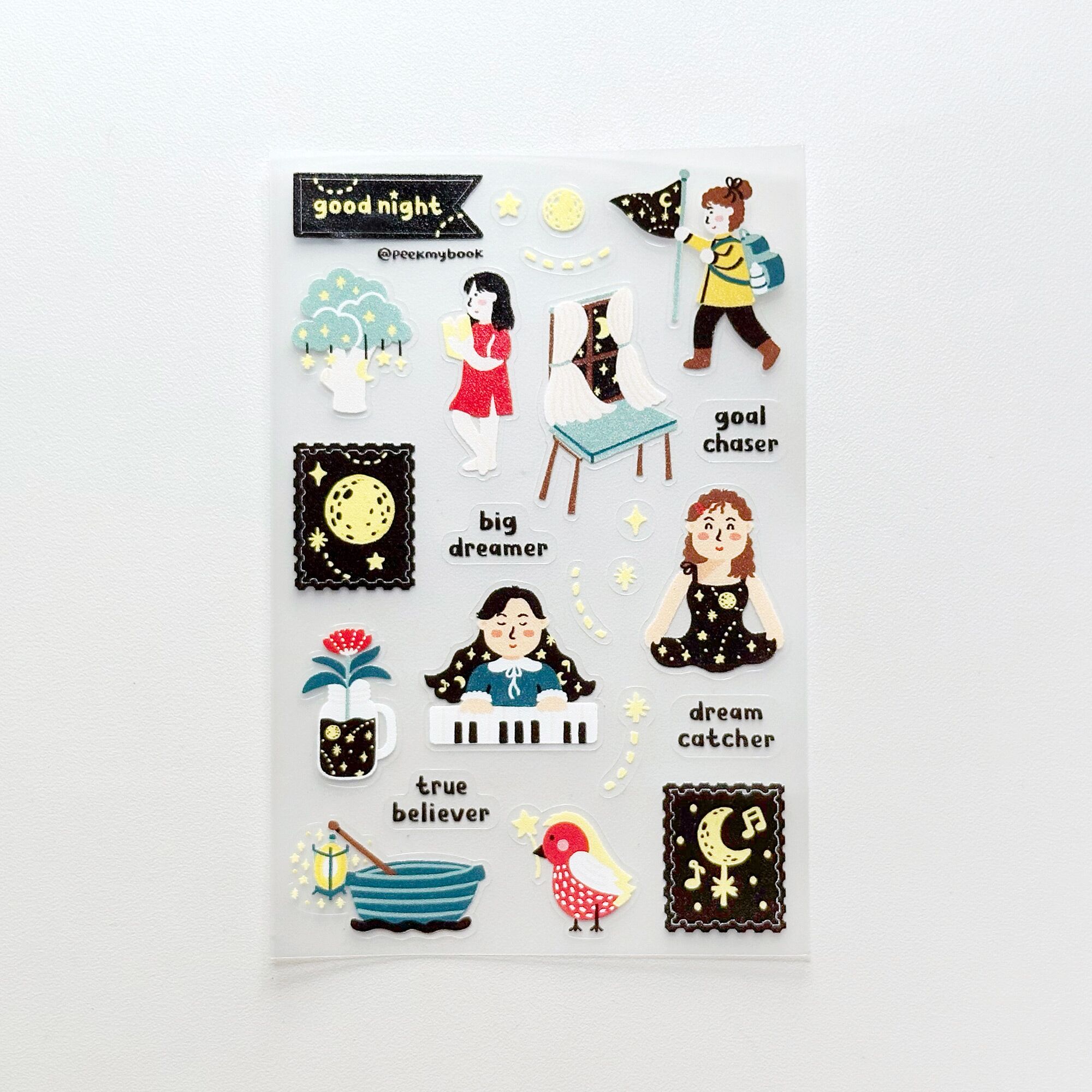 Good-Night-Transparent-Sticker-3 Cozy night theme waterproof clear stickers