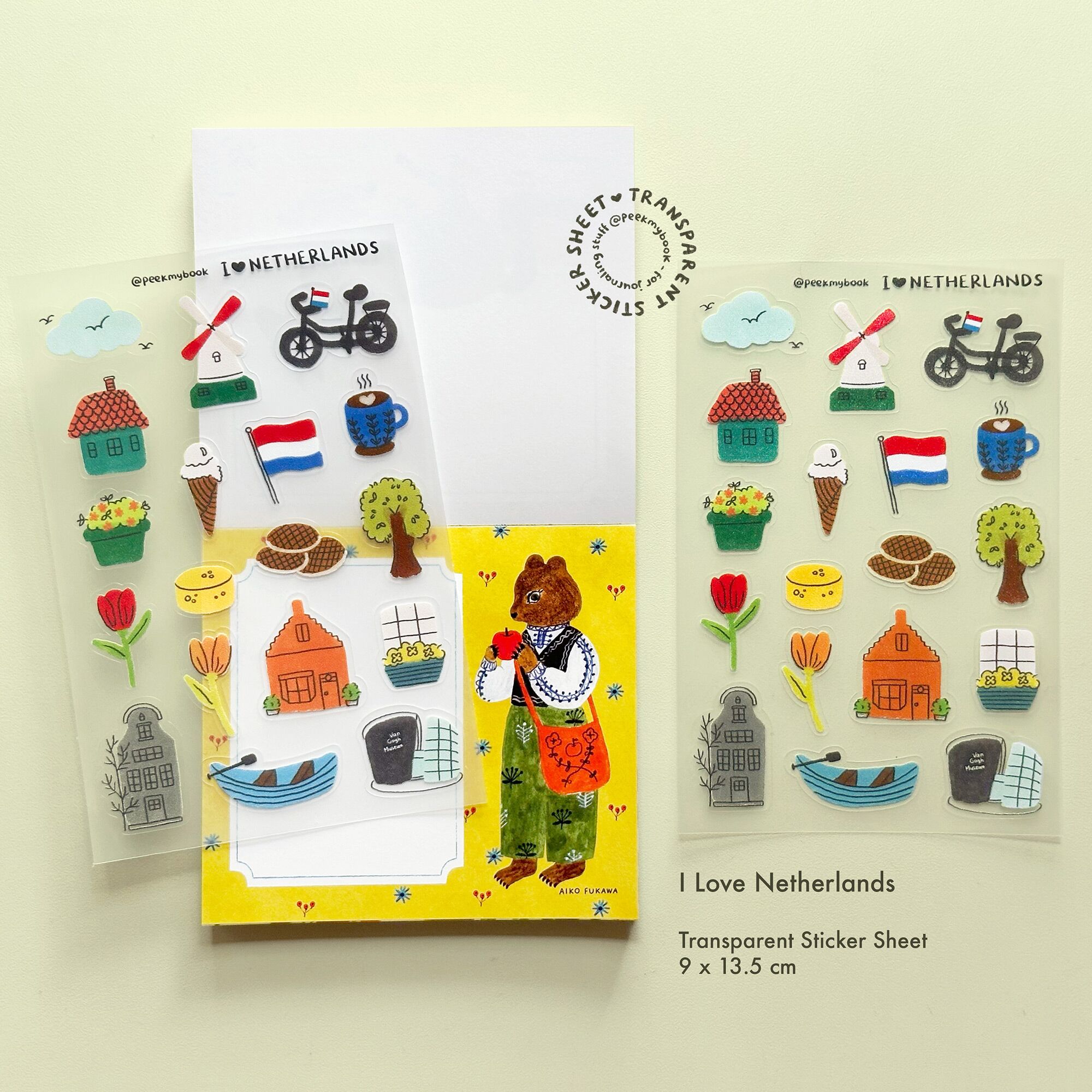 I-Love-Netherlands-Transparent-Sticker-1 Whimsical Netherlands travel themed transparent sticker