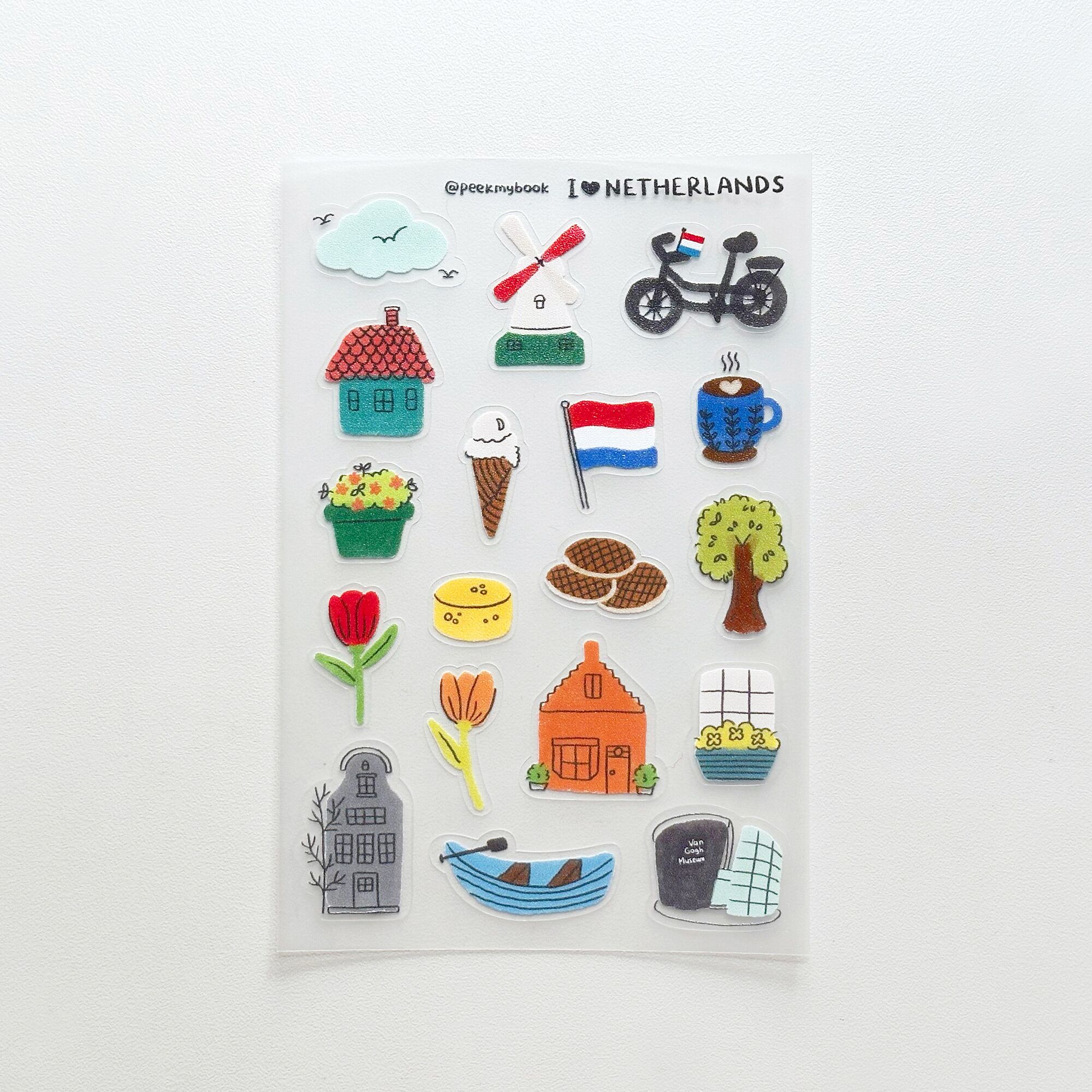 I-Love-Netherlands-Transparent-Sticker-3 Whimsical Netherlands travel themed transparent sticker