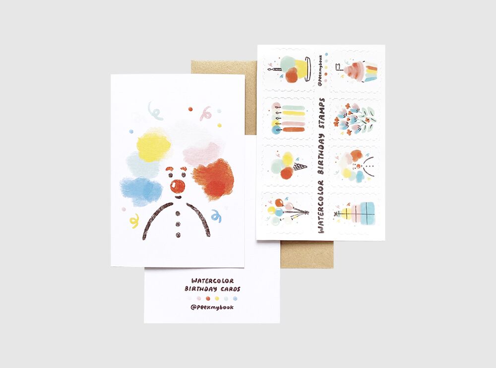 Watercolor Birthday Set by Peekmybook